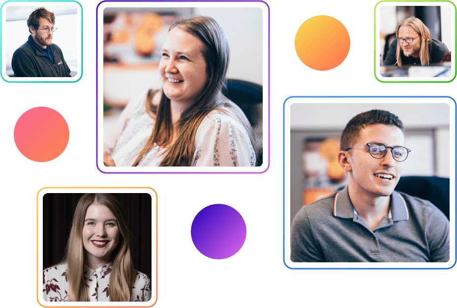 Four members of the Wonderlic science team, each framed in their own tile