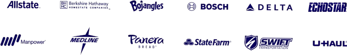 Logos of companies that hire and develop talent with Wonderlic